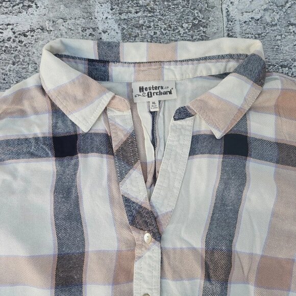 Hester & Orchard Shirt Top Long Sleeve Botton Front Blouse Rayon Plaid Size XL - Picture 4 of 9